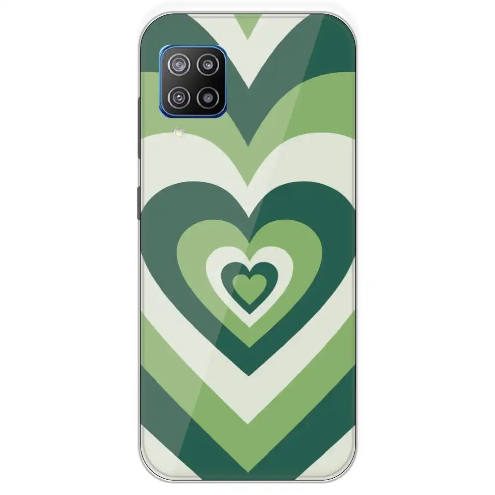 Dark Green Hearts - Printed Silicone Case For Samsung Galaxy F12