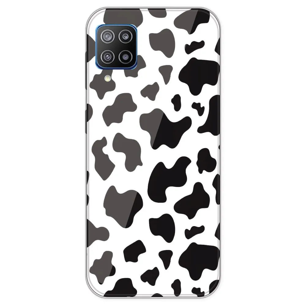 Cow Print - Clear Printed Silicone Case For Samsung Galaxy F12