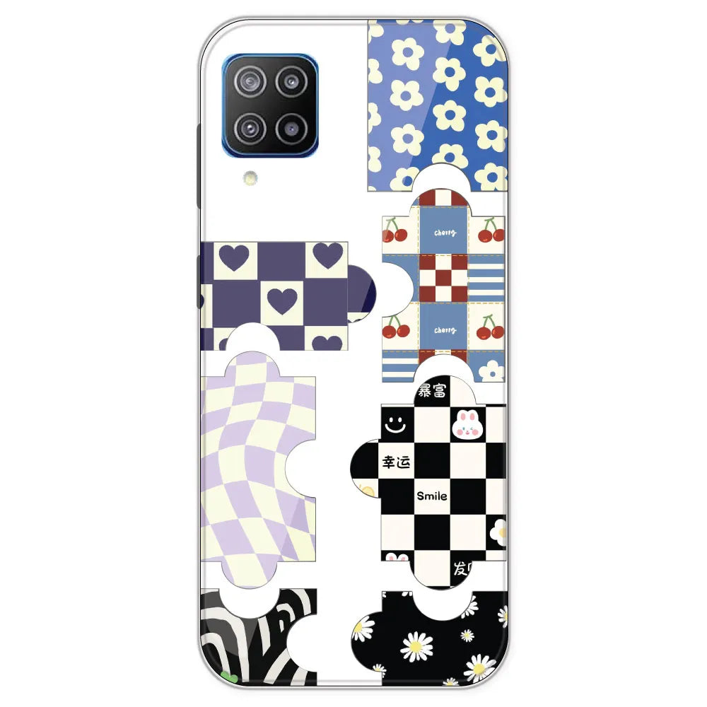 Aesthetic Puzzle - Clear Printed Silicone Case For Samsung Galaxy F12