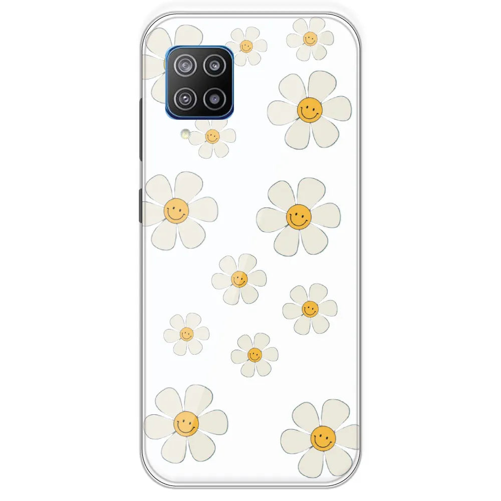 Smile Flowers - Clear Printed Silicone Case For Samsung Galaxy F12