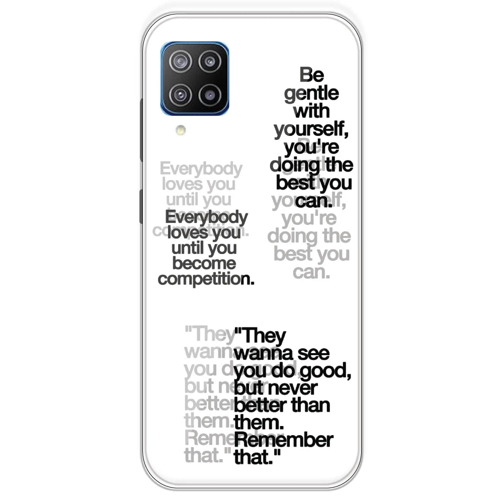 Motivational Quotes - Clear Printed Silicone Case For Samsung Galaxy F12