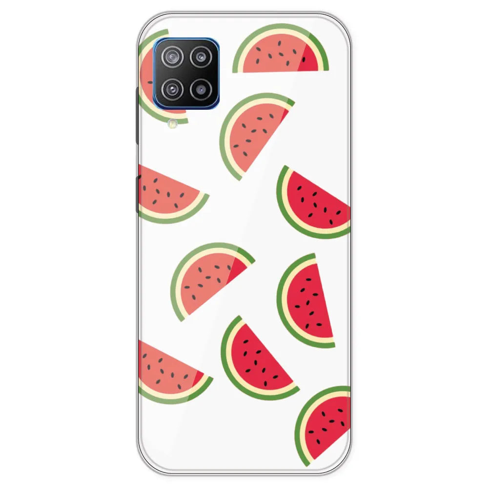 Watermelons - Clear Printed Silicone Case For Samsung Galaxy F12