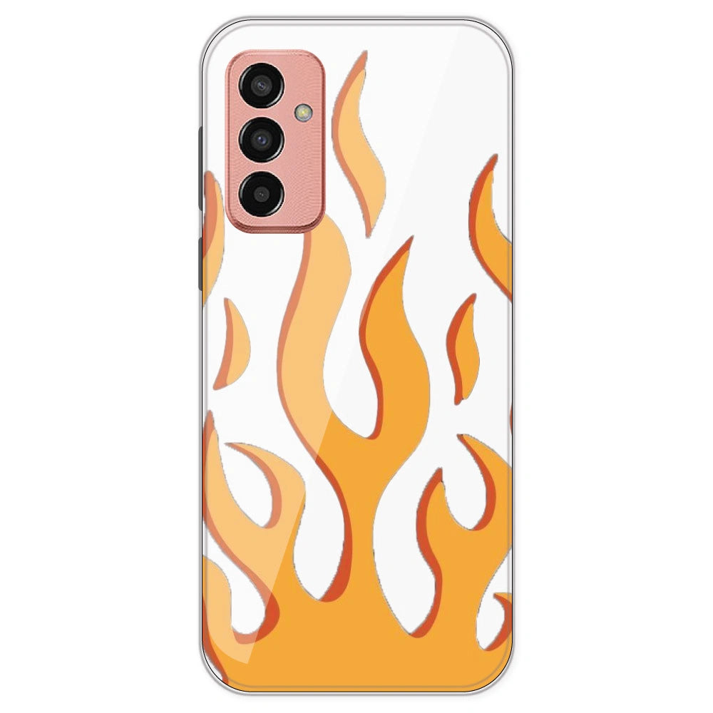 Orange Flames - Clear Printed Silicone Case For Samsung Galaxy F13