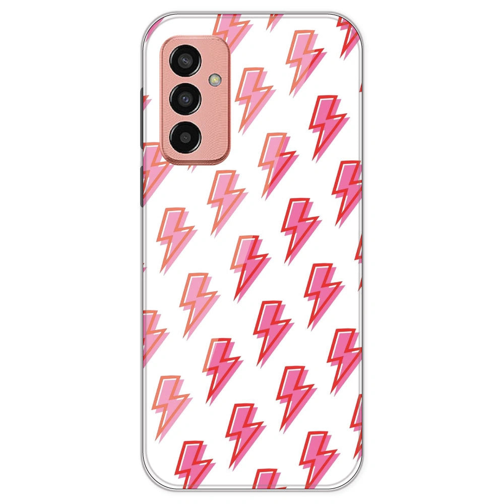 Pink Lightning Bolts - Clear Printed Silicone Case For Samsung Galaxy F13