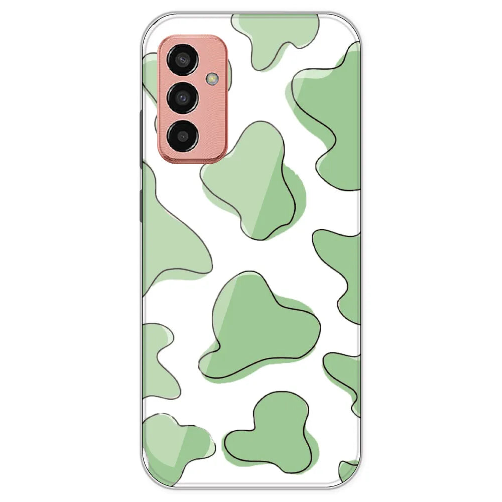 Green Cow Print - Clear Printed Silicone Case For Samsung Galaxy F13