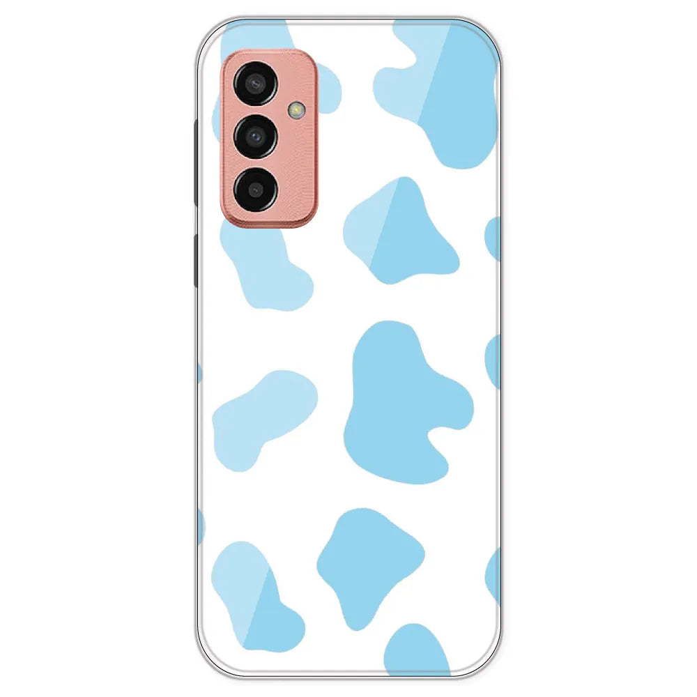 Blue Cow Print - Clear Printed Silicone Case For Samsung Galaxy F13