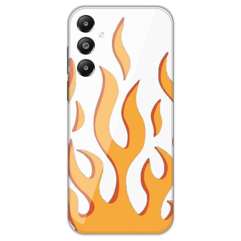 Orange Flames - Clear Printed Silicone Case For Samsung Galaxy F14