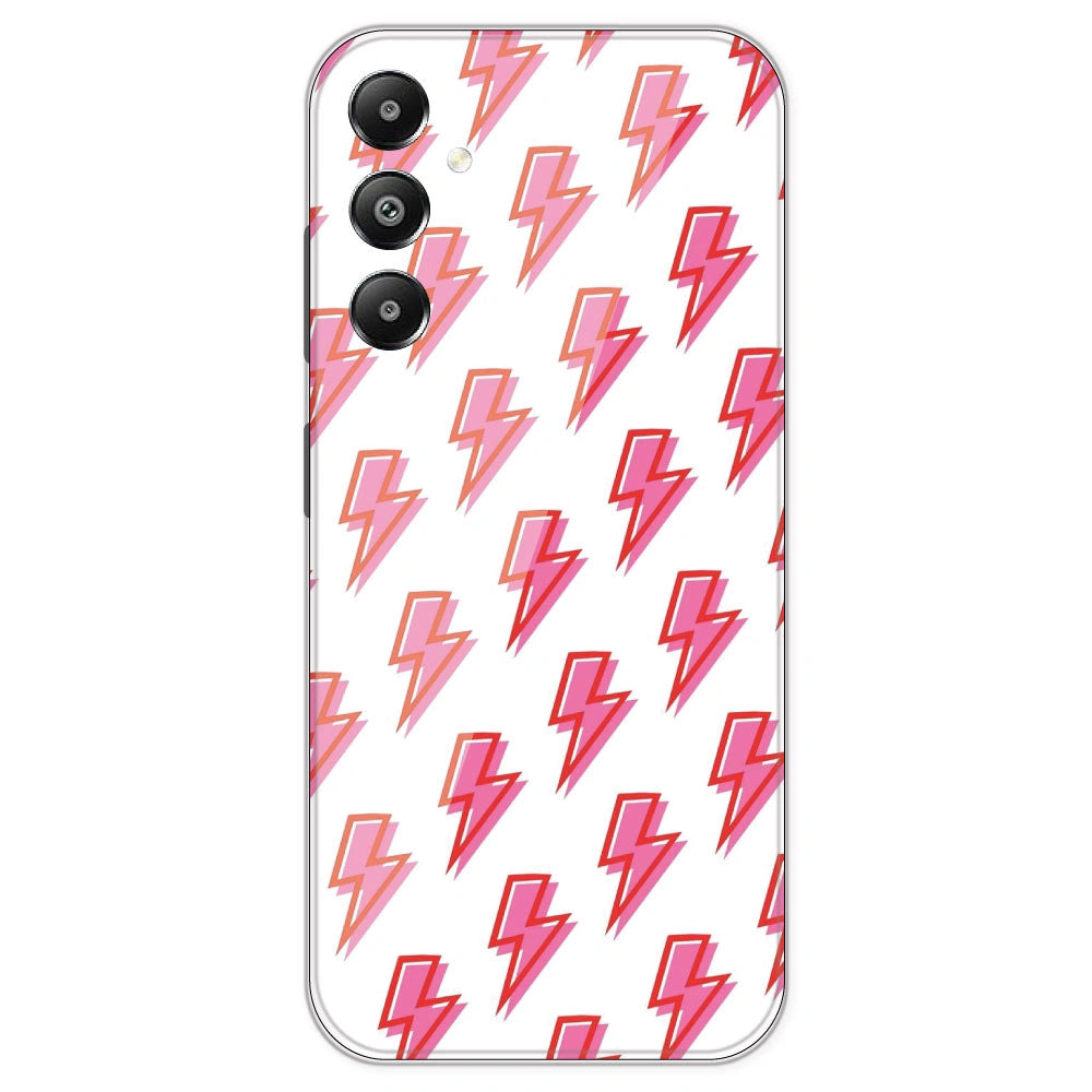 Pink Lightning Bolts - Clear Printed Silicone Case For Samsung Galaxy F14