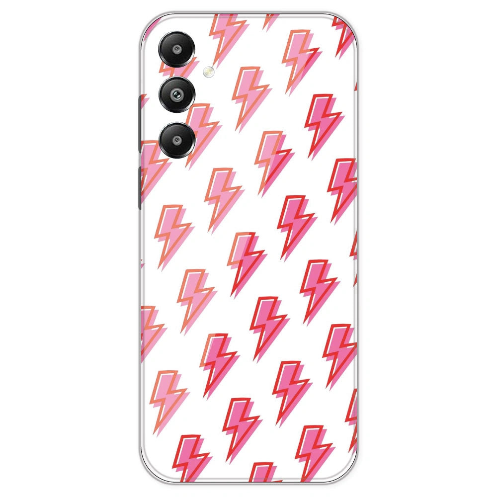 Pink Lightning Bolts - Clear Printed Silicone Case For Samsung Galaxy F15