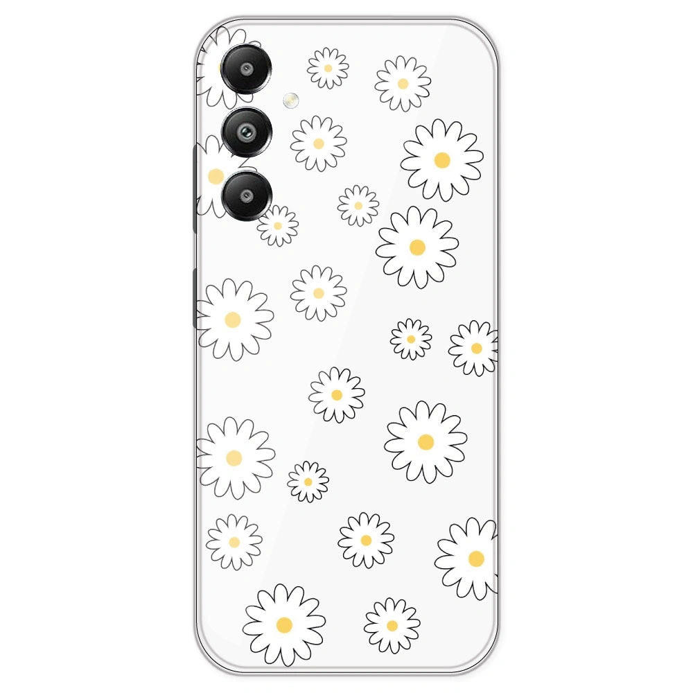 White Flowers - Clear Printed Silicone Case For Samsung Galaxy F15