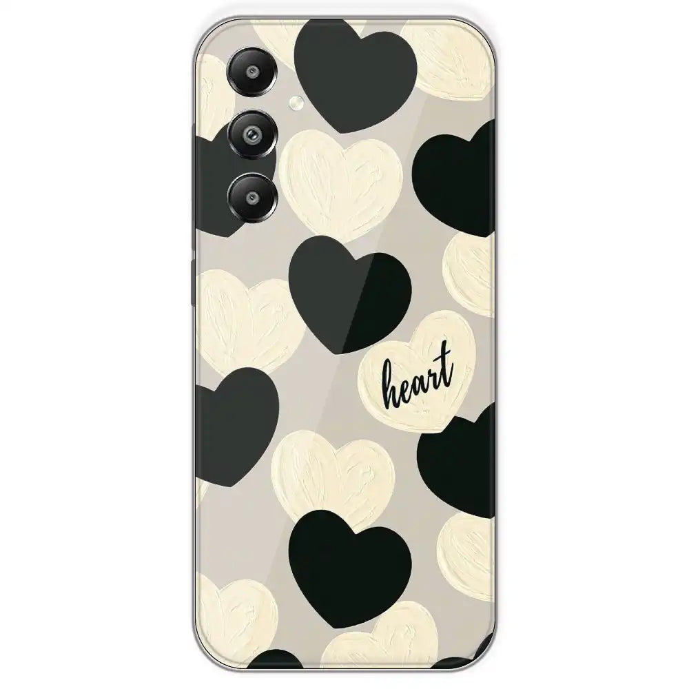 Black And White Heart - Printed Silicone Case For Samsung Galaxy F15