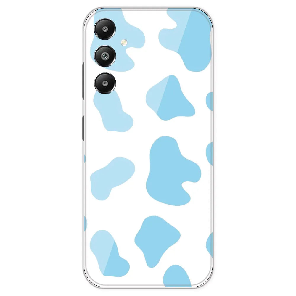 Blue Cow Print - Clear Printed Silicone Case For Samsung Galaxy F15