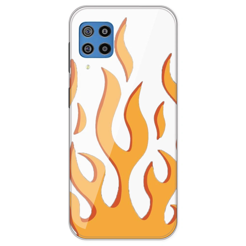 Orange Flames - Clear Printed Silicone Case For Samsung Galaxy F22
