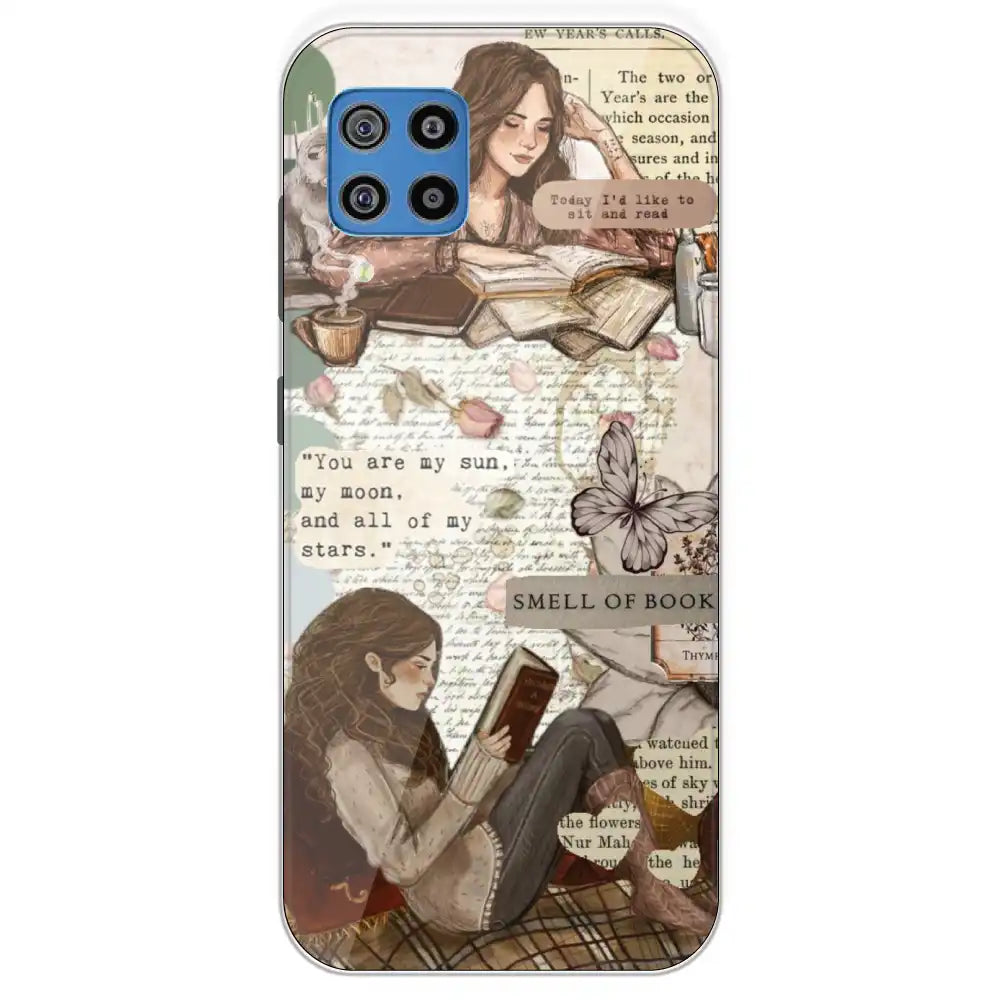 Book Collage - Printed Silicone Case For Samsung Galaxy F22