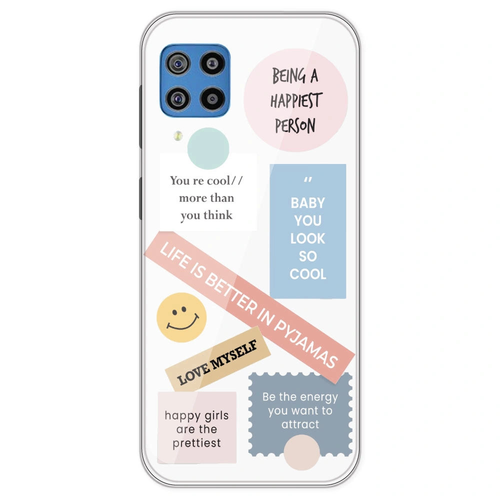 Be Happy - Clear Printed Silicone Case For Samsung Galaxy F22
