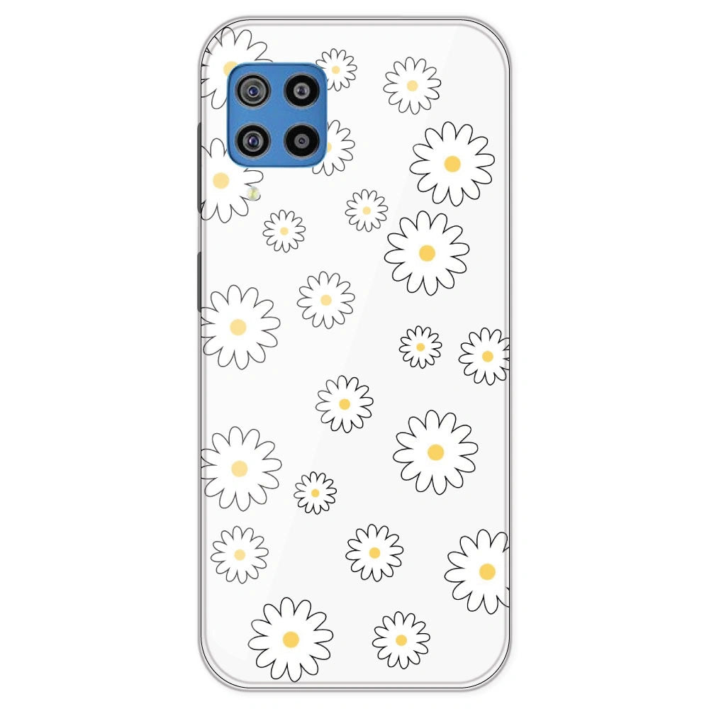 White Flowers - Clear Printed Silicone Case For Samsung Galaxy F22