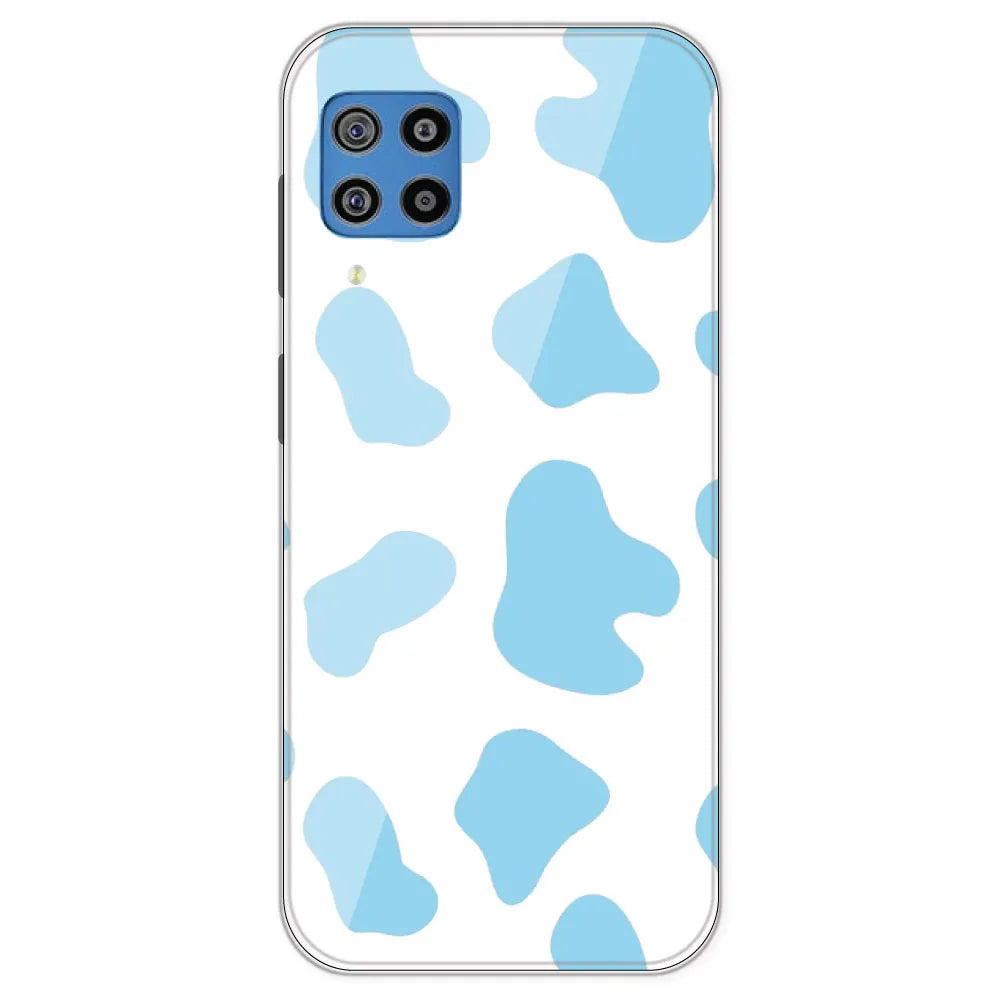 Blue Cow Print - Clear Printed Silicone Case For Samsung Galaxy F22