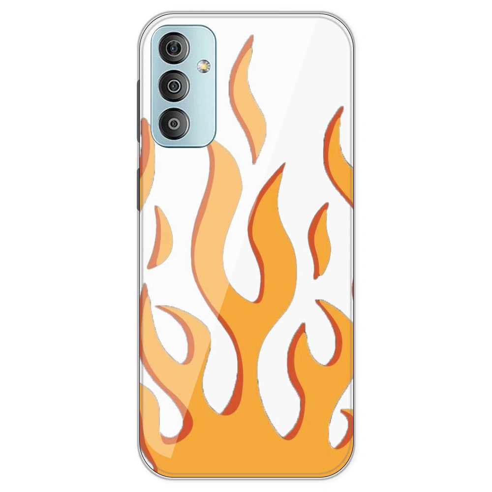 Orange Flames - Clear Printed Silicone Case For Samsung Galaxy F23
