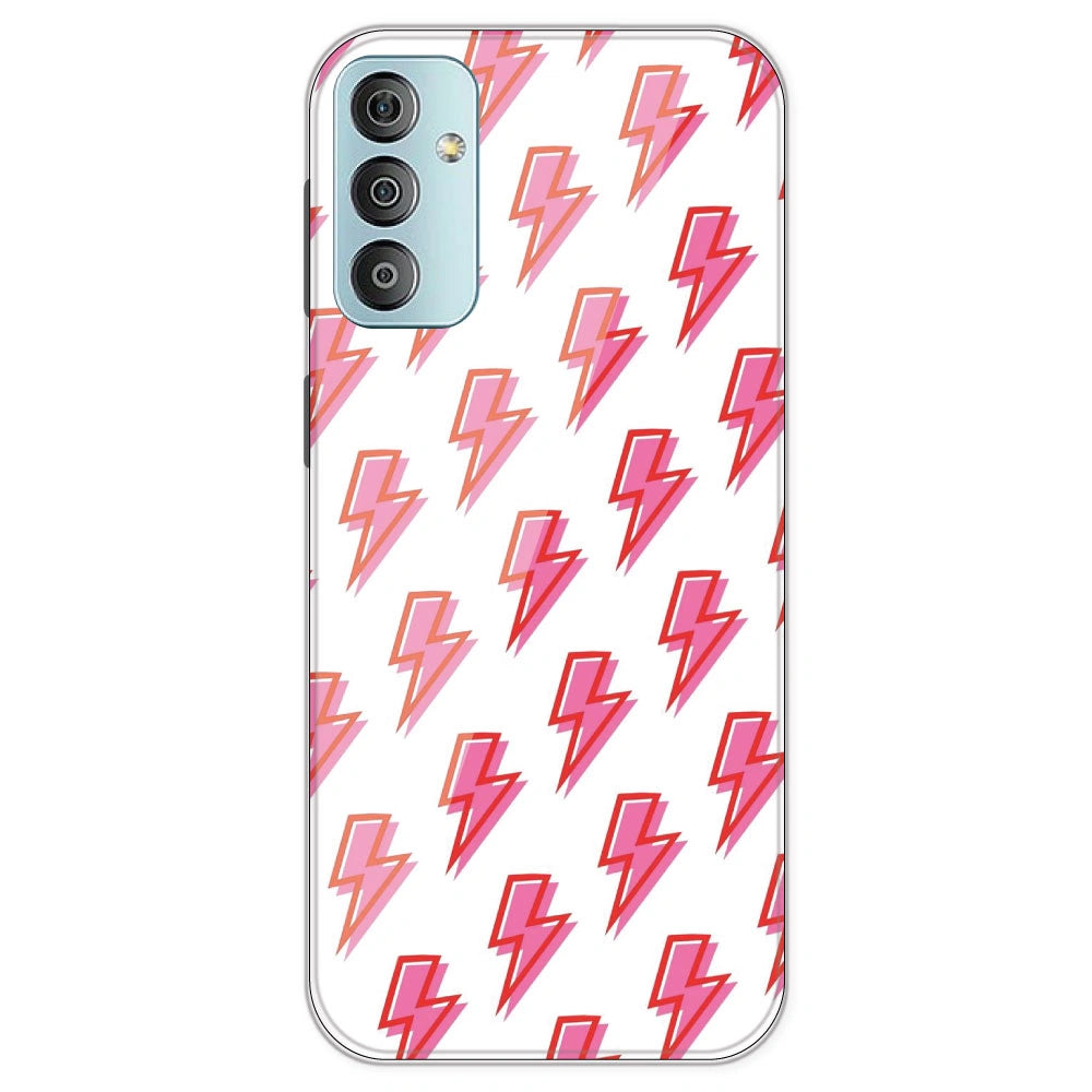 Pink Lightning Bolts - Clear Printed Silicone Case For Samsung Galaxy F23