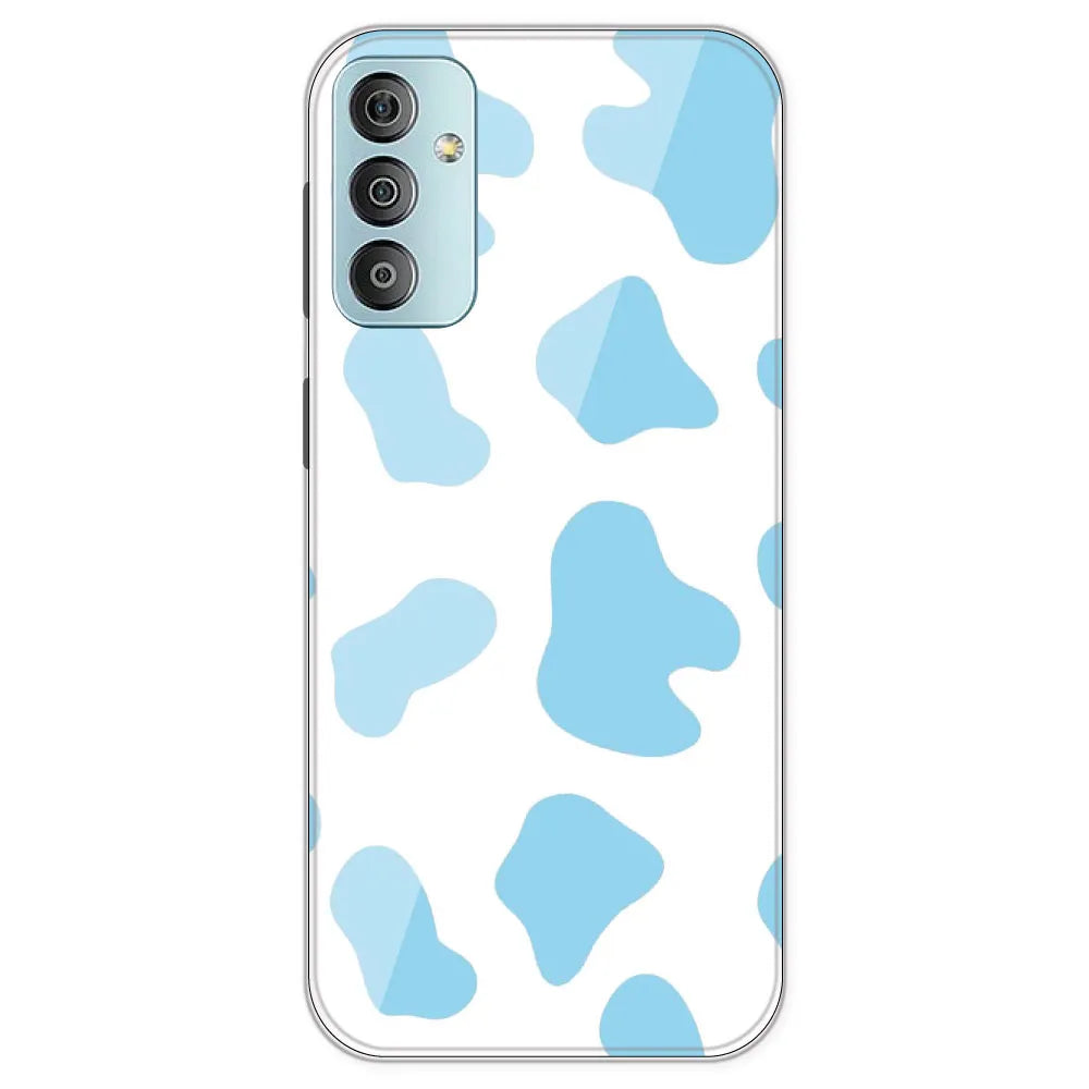 Blue Cow Print - Clear Printed Silicone Case For Samsung Galaxy F23