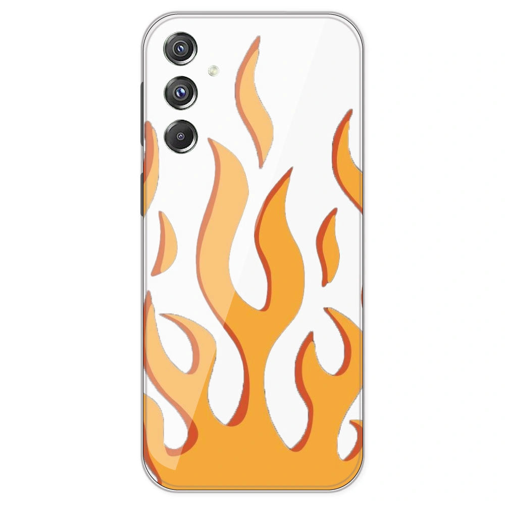 Orange Flames - Clear Printed Silicone Case For Samsung Galaxy F34