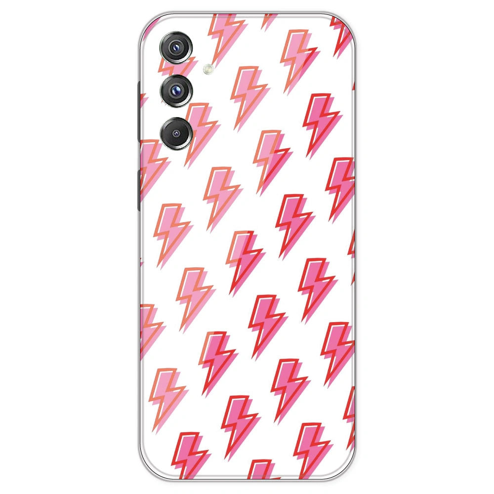 Pink Lightning Bolts - Clear Printed Silicone Case For Samsung Galaxy F34