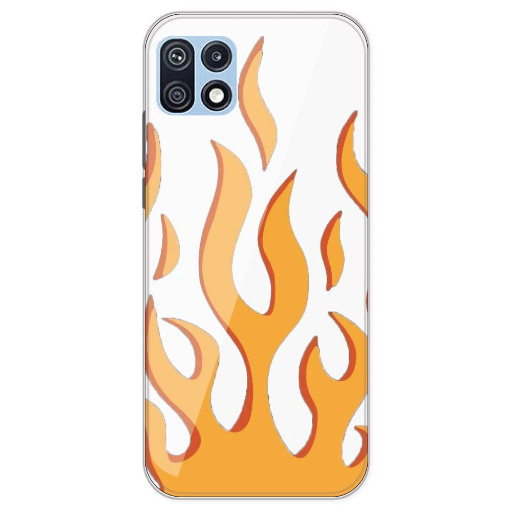 Orange Flames - Clear Printed Silicone Case For Samsung Galaxy F42