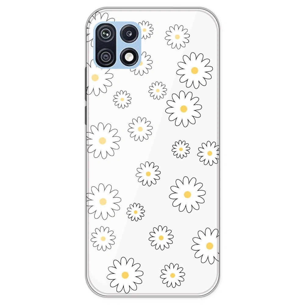 White Flowers - Clear Printed Silicone Case For Samsung Galaxy F42