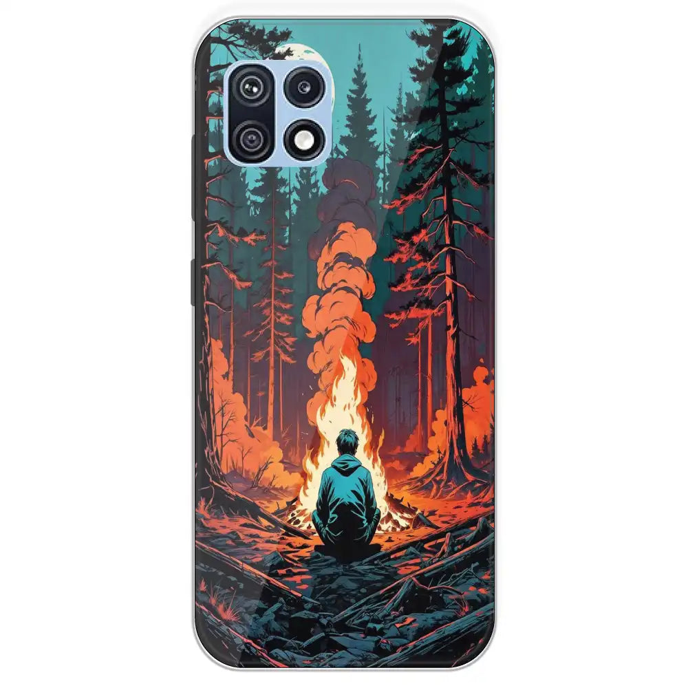 Boy With Camp Fire - Printed Silicone Case For Samsung Galaxy F42
