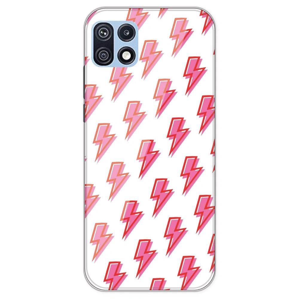 Pink Lightning Bolts - Clear Printed Silicone Case For Samsung Galaxy F42