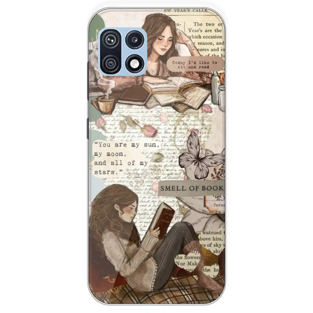Book Collage - Printed Silicone Case For Samsung Galaxy F42