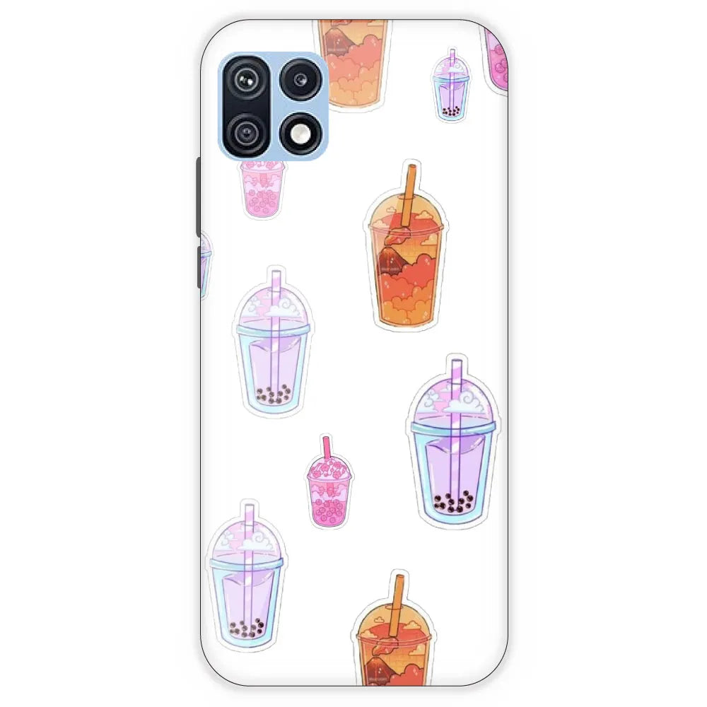 Bubble Tea - Clear Printed Silicone Case For Samsung Galaxy F42