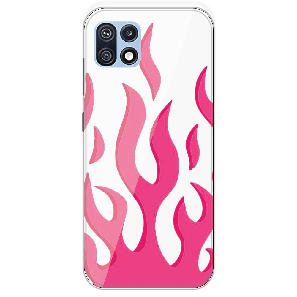Pink Flames - Clear Printed Silicone Case For Samsung Galaxy F42