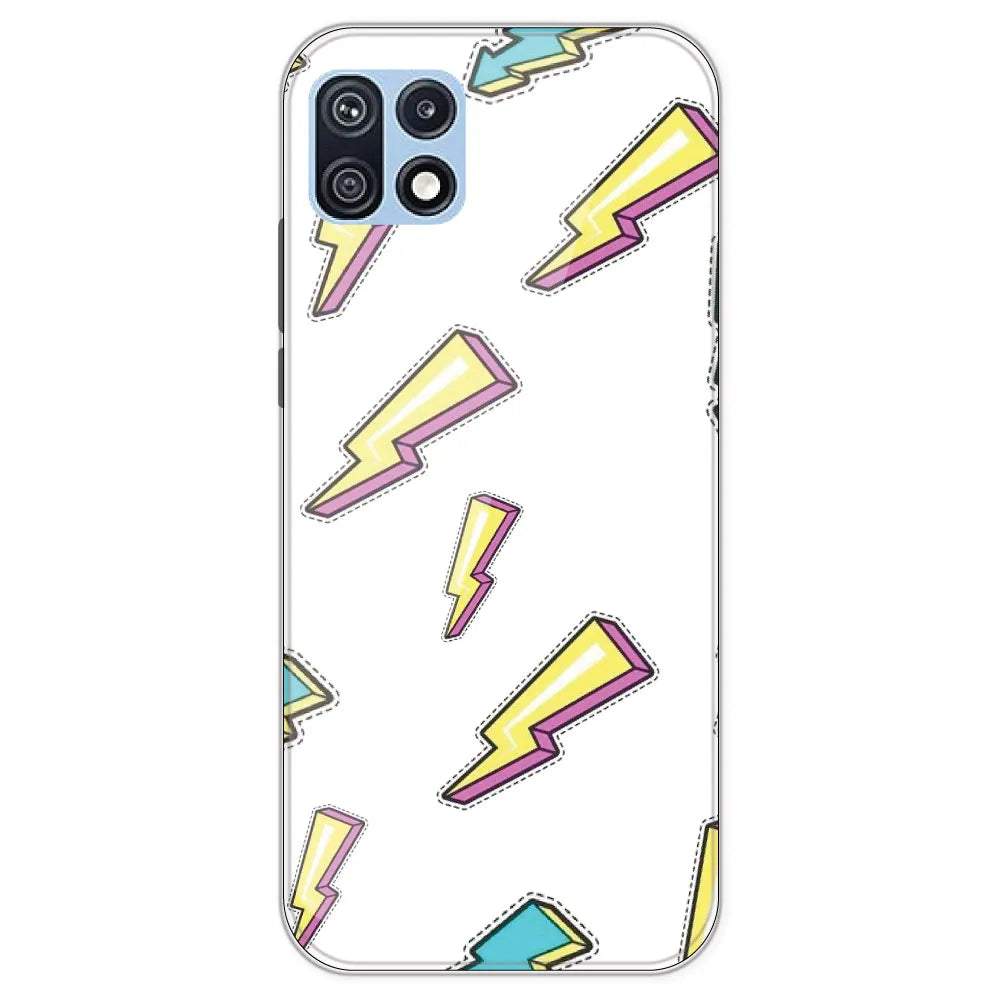 Lighting Bolts - Clear Printed Silicone Case For Samsung Galaxy F42