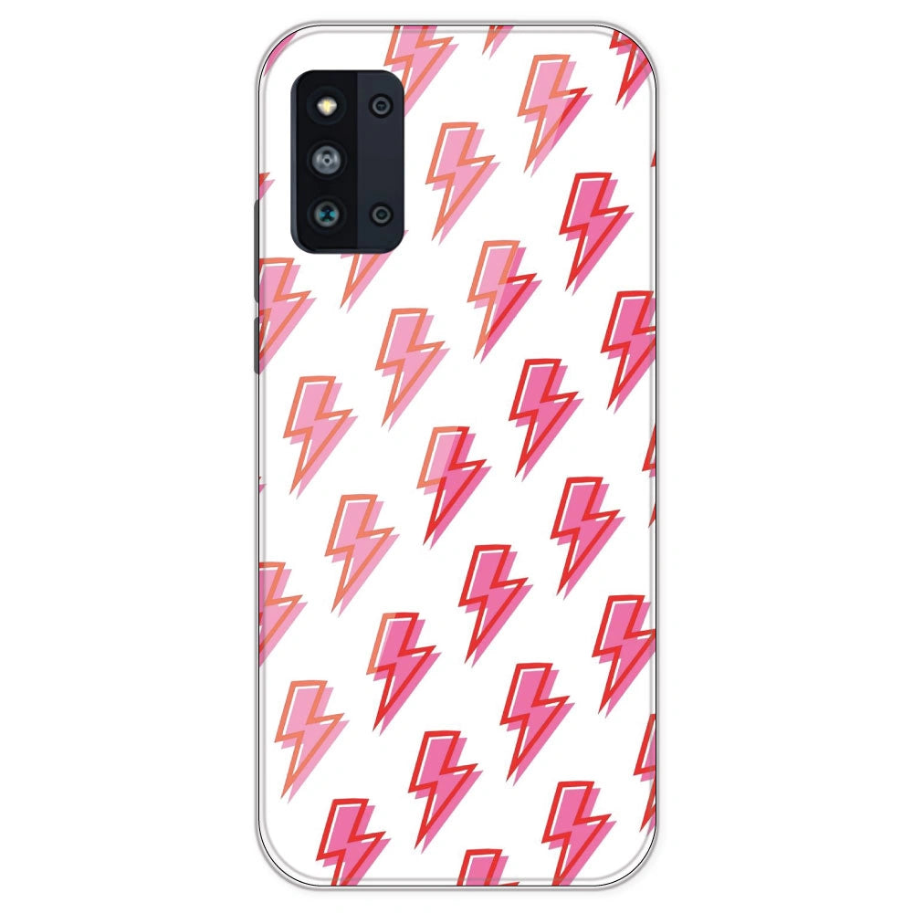 Pink Lightning Bolts - Clear Printed Silicone Case For Samsung Galaxy F52