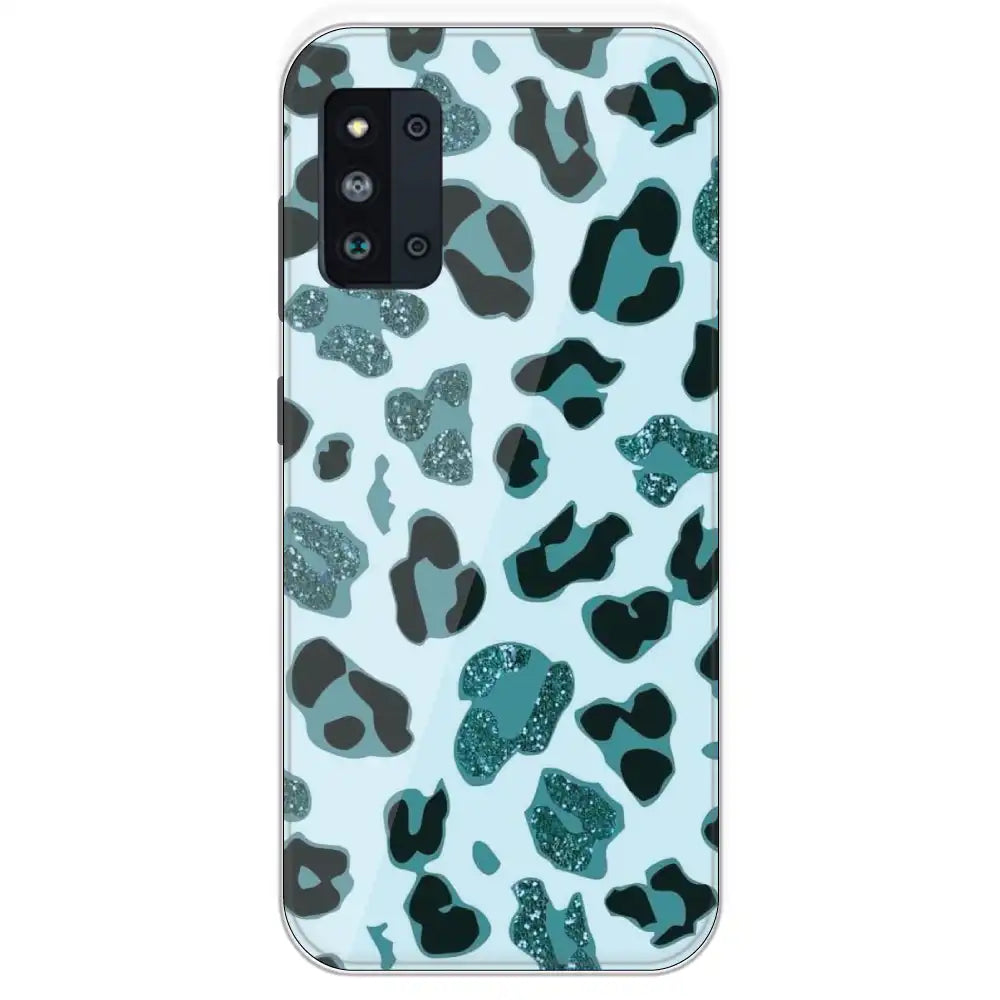 Blue Leopard Glitter Print - Printed Silicone Case For Samsung Galaxy F52