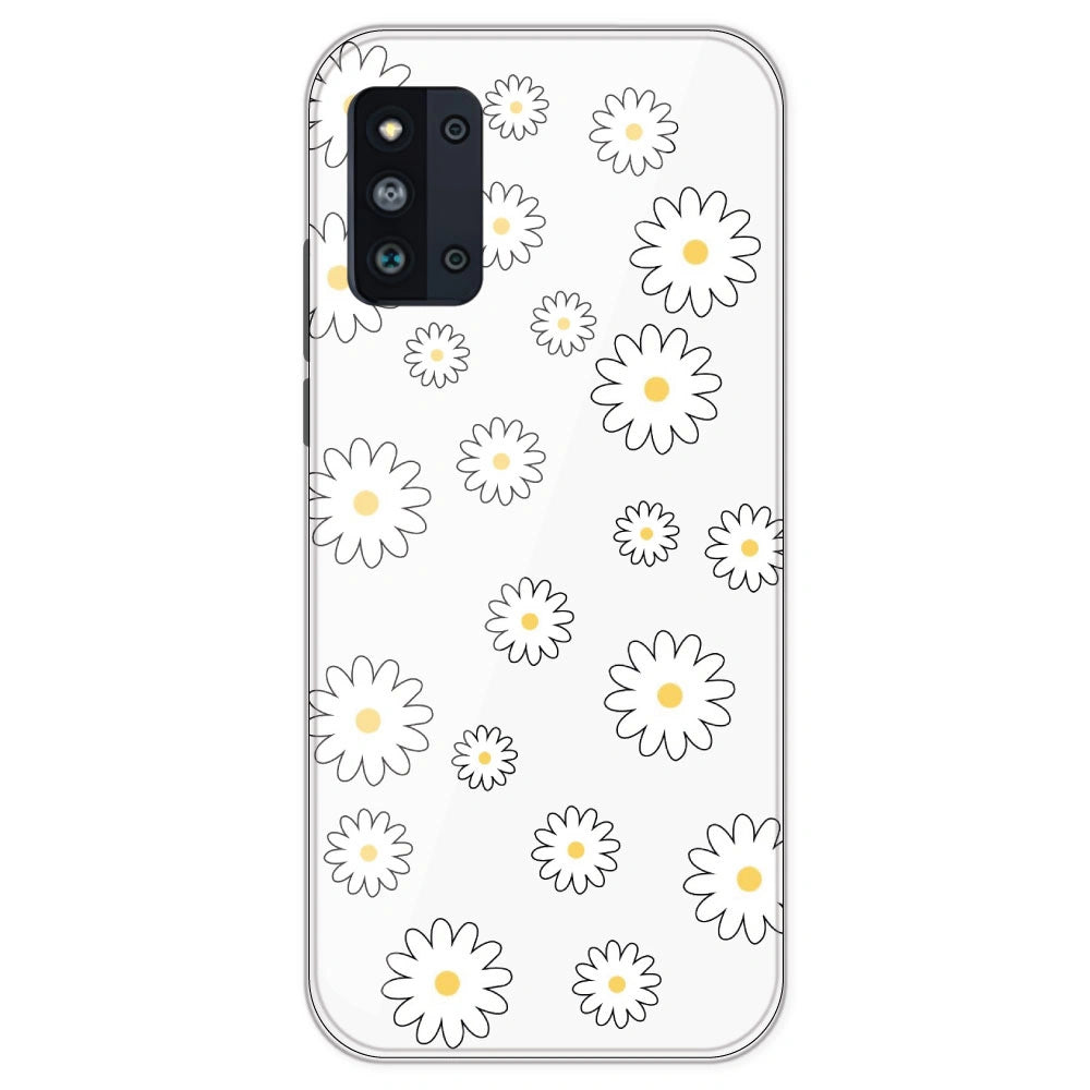 White Flowers - Clear Printed Silicone Case For Samsung Galaxy F52