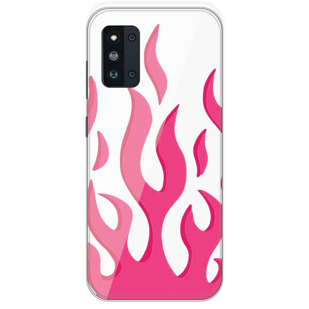 Pink Flames - Clear Printed Silicone Case For Samsung Galaxy F52