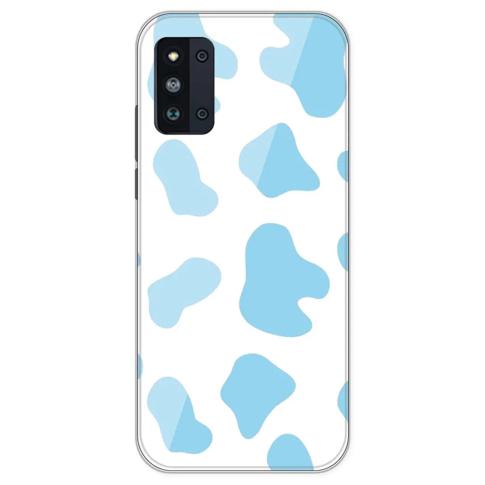 Blue Cow Print - Clear Printed Silicone Case For Samsung Galaxy F52