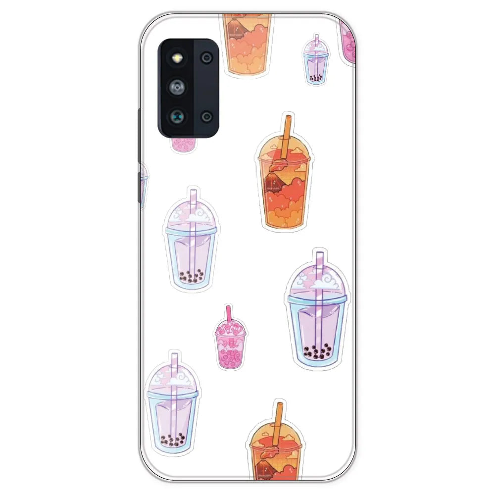 Bubble Tea - Clear Printed Silicone Case For Samsung Galaxy F52