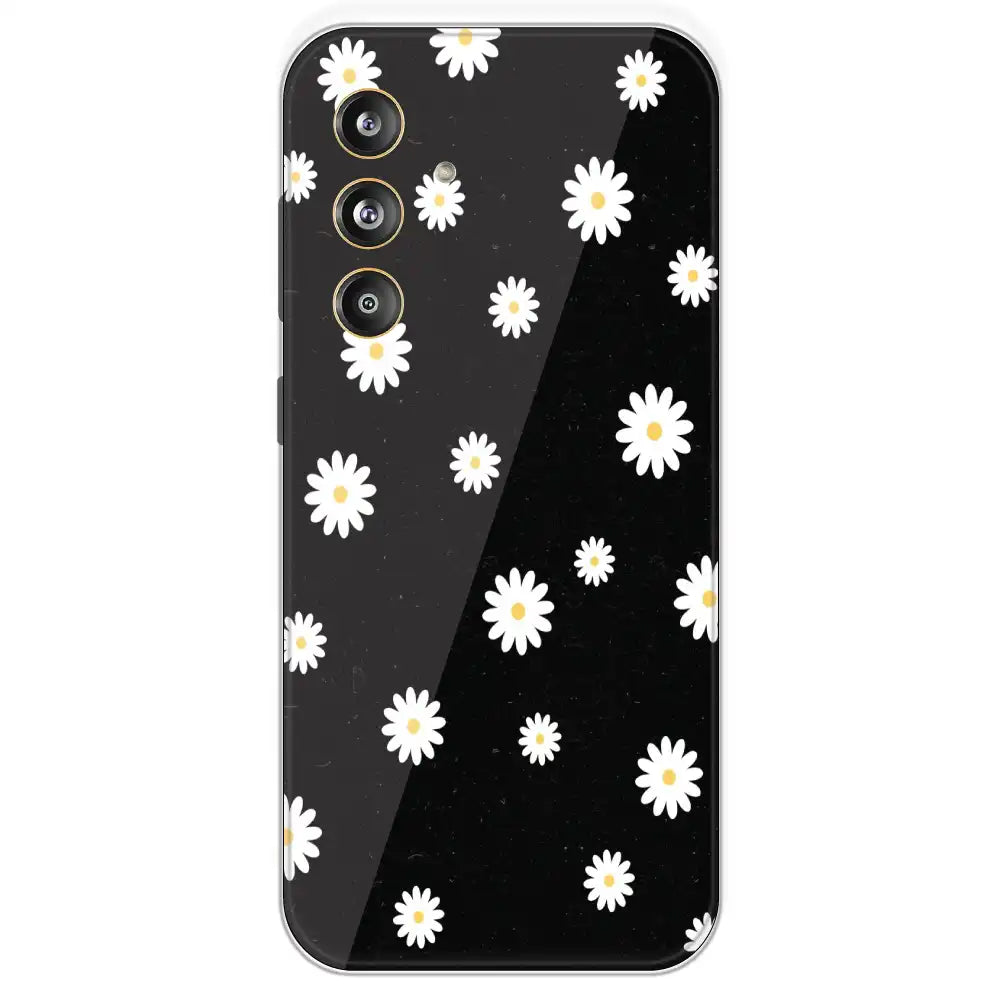 White And Black Flower - Printed Silicone Case For Samsung Galaxy F55