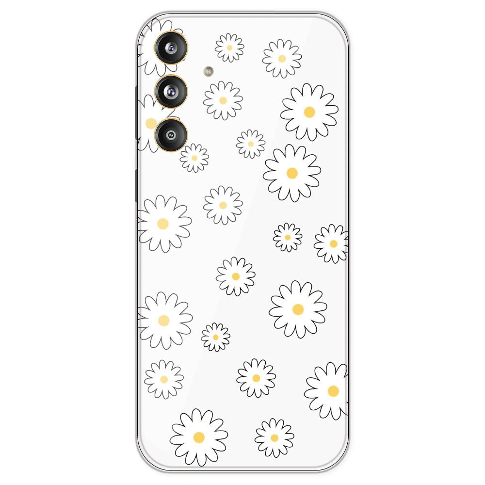 White Flowers - Clear Printed Silicone Case For Samsung Galaxy F55