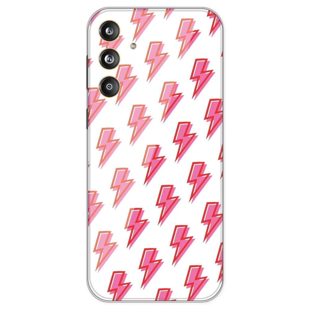 Pink Lightning Bolts - Clear Printed Silicone Case For Samsung Galaxy F55