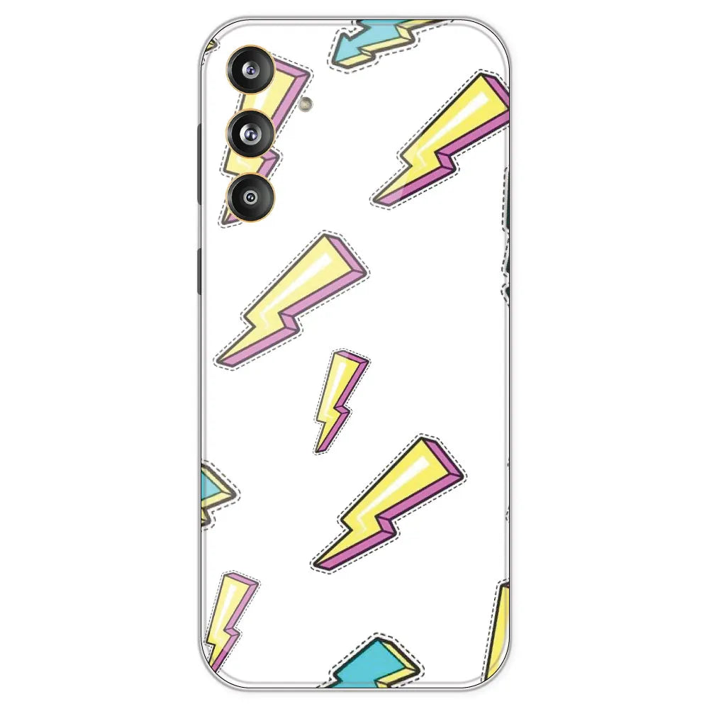 Lighting Bolts - Clear Printed Silicone Case For Samsung Galaxy F55