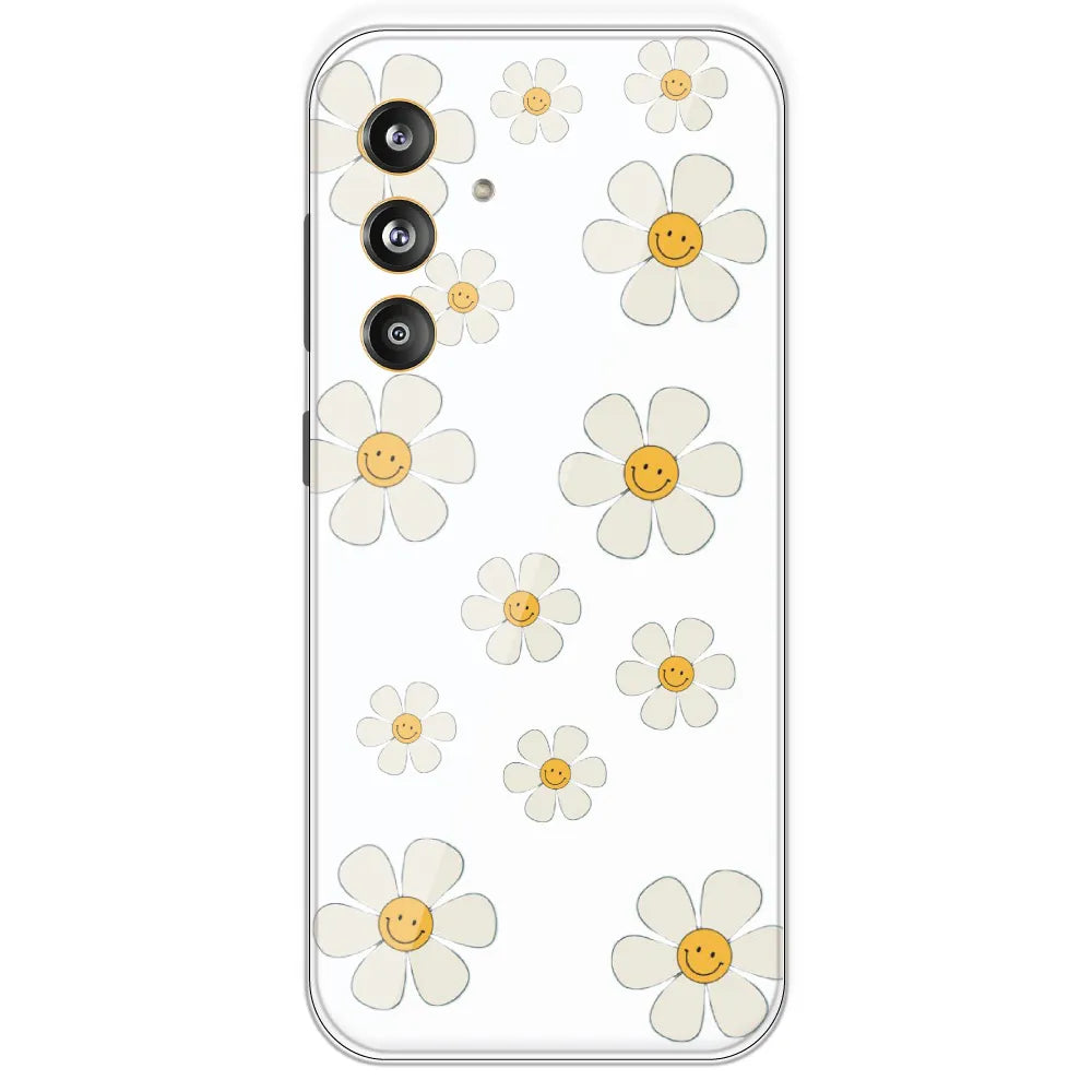 Smile Flowers - Clear Printed Silicone Case For Samsung Galaxy F55