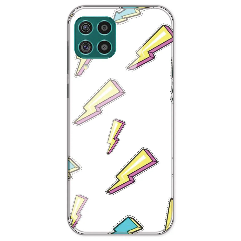 Lighting Bolts - Clear Printed Silicone Case For Samsung Galaxy F62