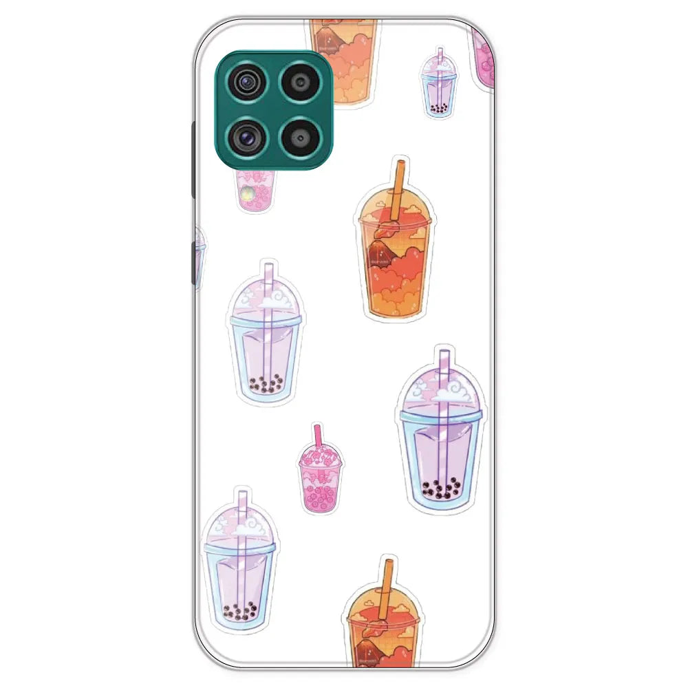 Bubble Tea - Clear Printed Silicone Case For Samsung Galaxy F62