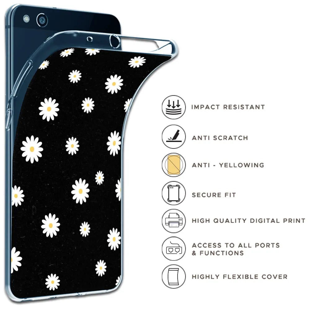 White And Black Flower - Printed Silicone Case For Apple iPhone Infographic