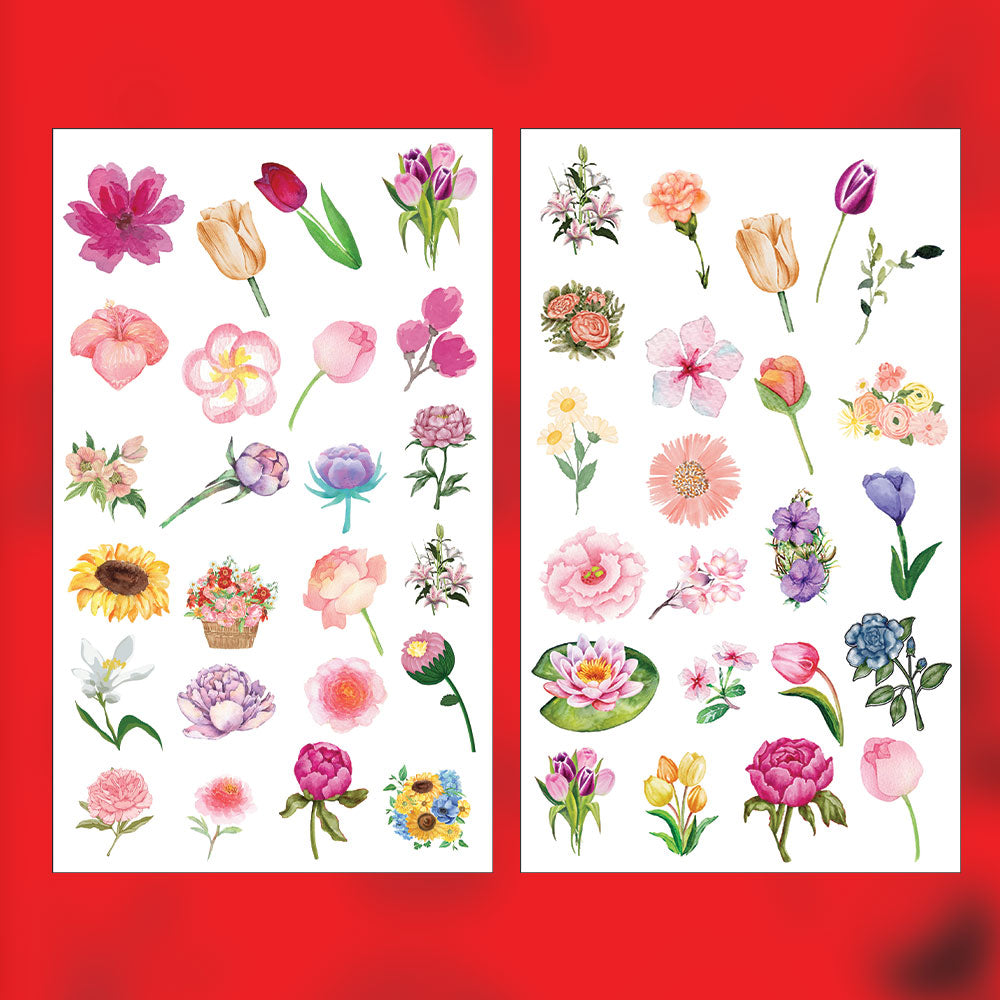 Flower Sticker Bundle – 47 Waterproof Aesthetic Stickers