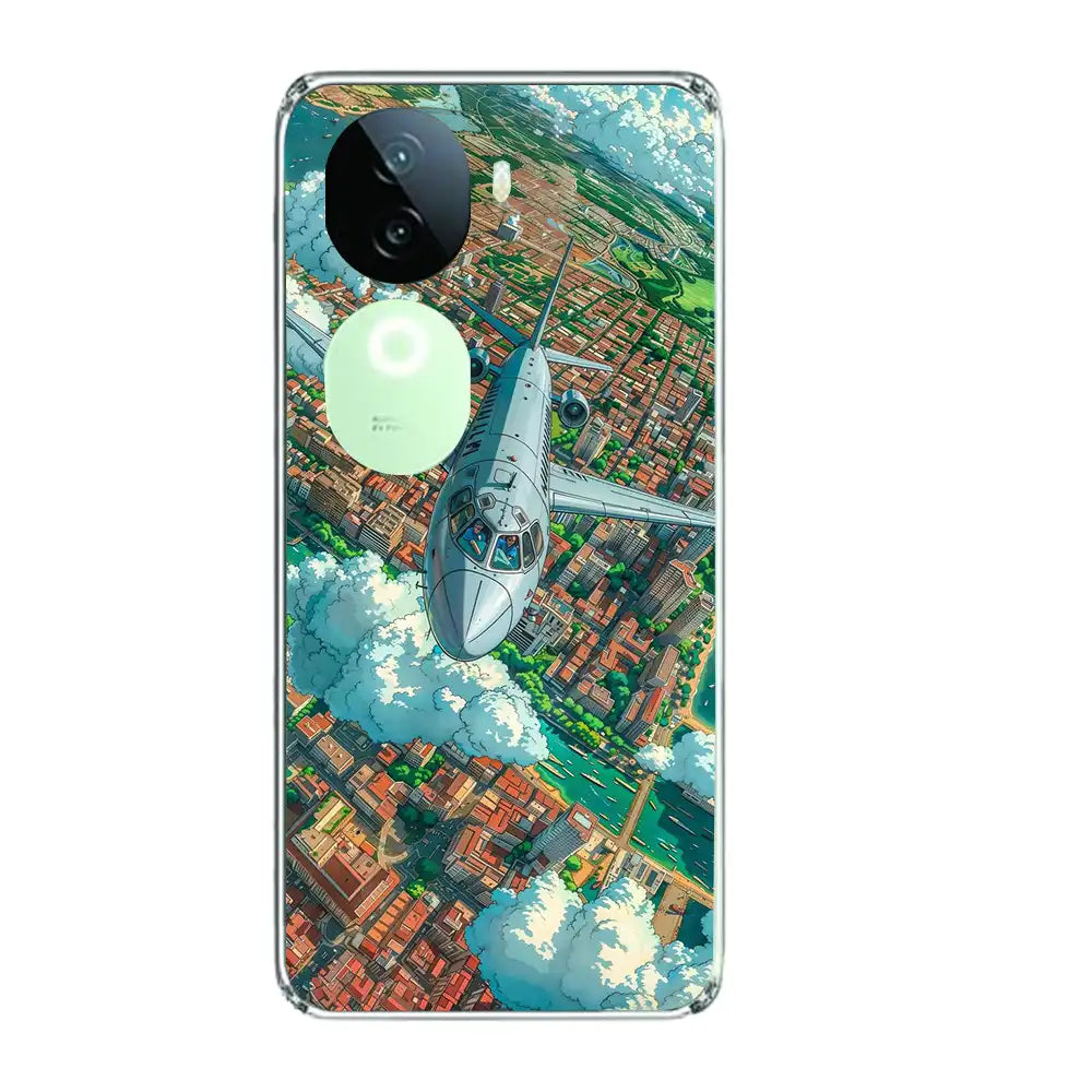 Flying Over City - Printed Silicone Case For IQOO Infographic
